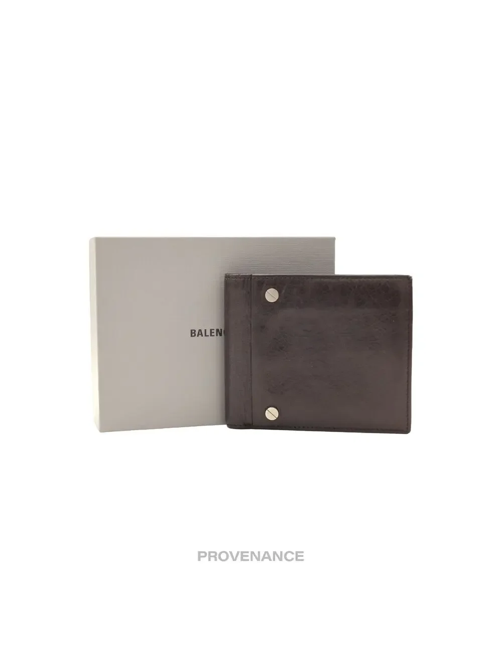 🔴 Balenciaga Screw Stud Bifold Wallet - Chocolate Leather